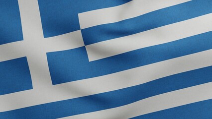 National flag of Greece waving 3D Render, Flag of the Hellenic Republic, Galanolefki or Kyanolefki, Greece flag