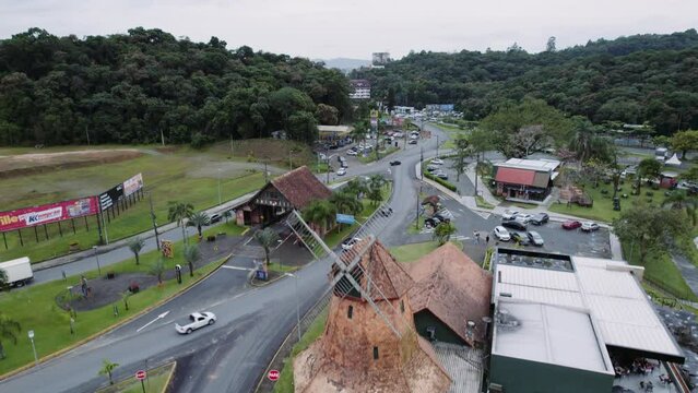 Replica mill at the entrance to the city.