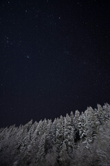 Magnificent winter starry night in the mountains region
