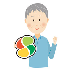 高齢者運転標識を持つ高齢者