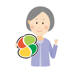 高齢者運転標識を持つ高齢者