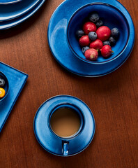 Delicate fruit with coffee and tea