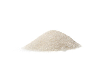 A pile of white sugar on a white background.
