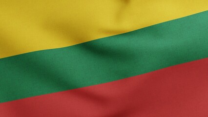 National flag of Lithuania waving 3D Render, Lietuvos veliava Lithuanian flag, Republic of Lithuania flag textile