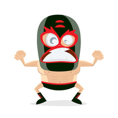funny cartoon illustration of a wrestler in lucha libre style