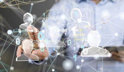 Neural network concept. Connected cells with links.