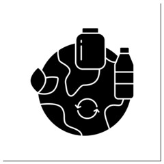 Reusable products glyph icon. Plastic and glasses bottles, jars, containers. Reasonable consumption.Eco awareness concept.Filled flat sign. Isolated silhouette vector illustration