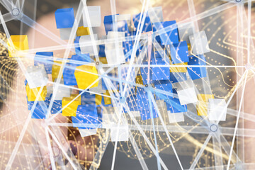 cloud connected to many objects on a virtual screen.