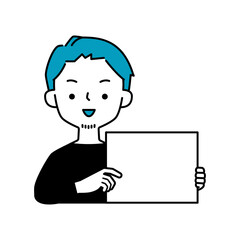 メッセージボードを持った笑顔の男性のベクターイラスト