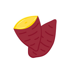 Roasted sweet potato vector. Roasted sweet potato on white background.