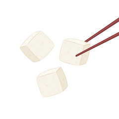 White Tofu vector. Tofu cartoon style isolated on white background. Vegetarian nutrition, healthy food.
