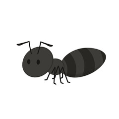 Ant vector. Black ant on white background. free space for text. copy space.