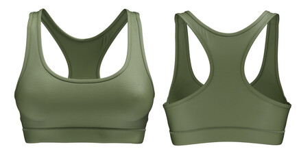 Women's Sports Bra Mockup ( 3D photorealistic render ) Olive 