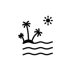Island, Beach, Travel, Summer, Sea Solid Line Icon Vector Illustration Logo Template. Suitable For Many Purposes.