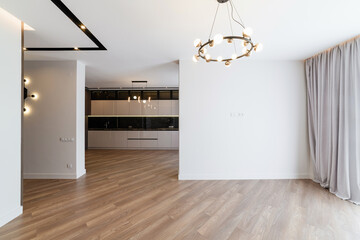 white room interior with black lamp lamp and wood floor