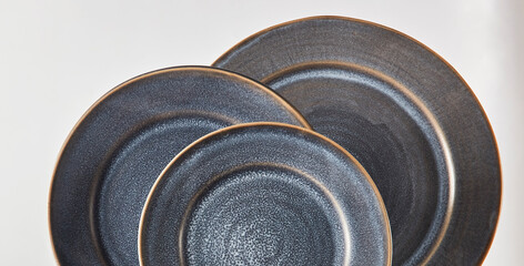 Luxury high class blue cutlery utensils with figs