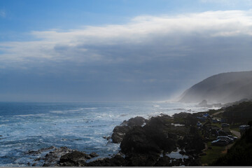 ocean and seaside view over rocks