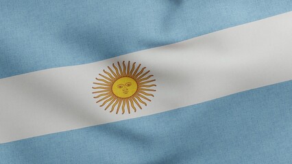 National flag of Argentina waving 3D Render, Republic Argentine flag textile designed by Manuel Belgrano, argentinian flag, Bandera Oficial de Ceremonia or Bandera de Ornato