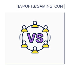 Round-robin tournament color icon. All-play-all competition. Participating plays each other team participating an equal number of times. Cybersport concept. Isolated vector illustration