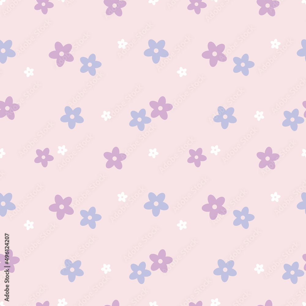 Poster Floral vector pattern. Flower seamless repeat pattern background.