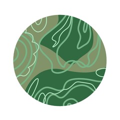 Cute doodle green circle set. Icon collection on White background. 