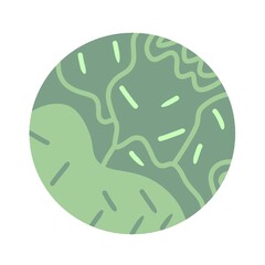 Cute doodle green circle set. Icon collection on White background. 