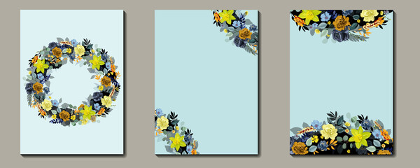 Vector set of flower backgrounds with copy space for text