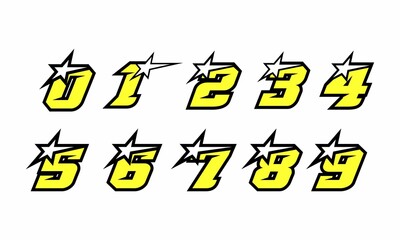 Racing number logo design with stars