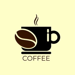 Coffee logo vector, with cup and coffee beans