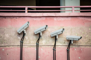 Group of surveillance camera, outdoor