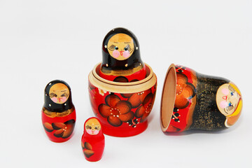 Traditional Russian wooden doll matryoshka with floral pattern