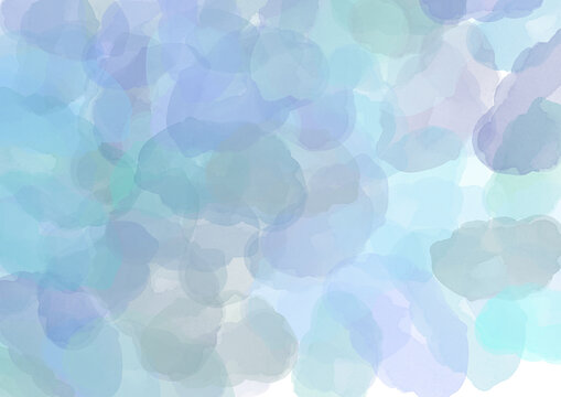 Winter Sky. Watercolor abstract Background. Blue cloun in Sky. Colorful Backdrop with blue and turquoise Watercolor blots