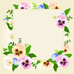 Vector frame of flowers. Vintage floral elements Isolated botanical illustration for a postcard.