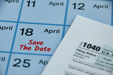 Save the date text on April calendar - Tax submission due date