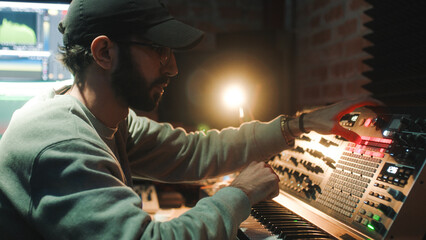 music producer focused on work