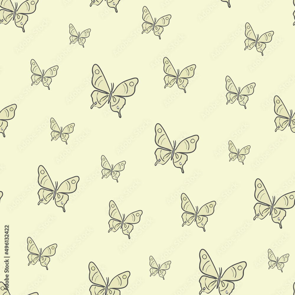 Poster vector butterfly seamless repeat pattern design background.yellow butterflies.