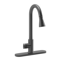 Illustration of the Water Tap, a Black Faucet for the Bathroom, or Kitchen Mixer on a White Backdrop