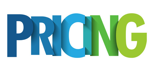 PRICING colorful vector typography banner