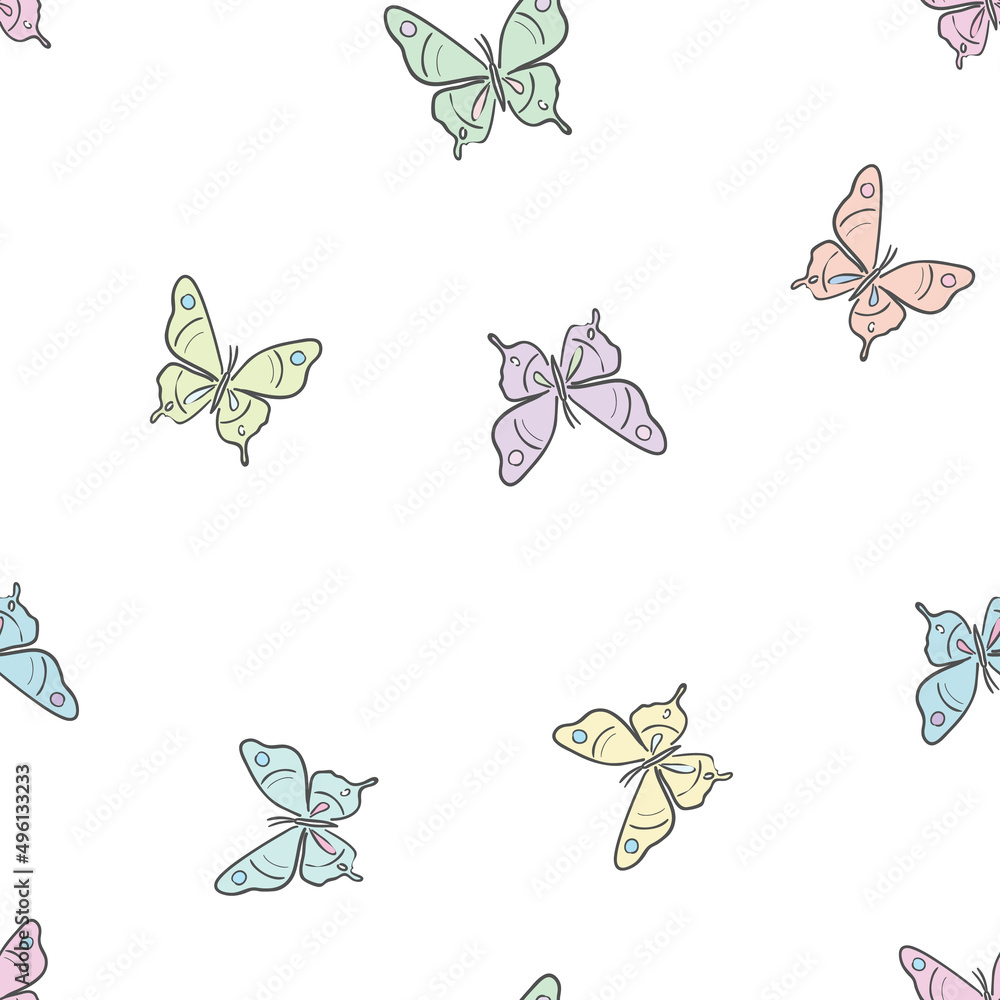 Poster vector butterfly seamless repeat pattern design background. girly spring pattern background.