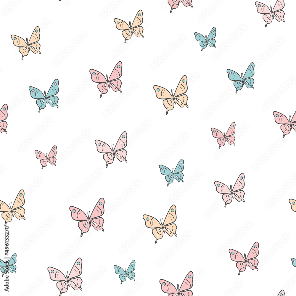 Poster vector butterfly seamless repeat pattern design background. colorful pattern.