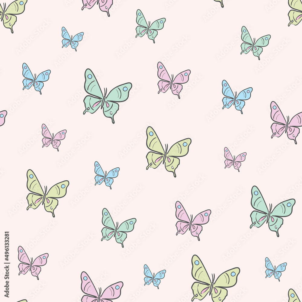 Poster vector butterfly seamless repeat pattern design background.