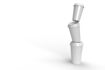 Plastic coffee cup with white background