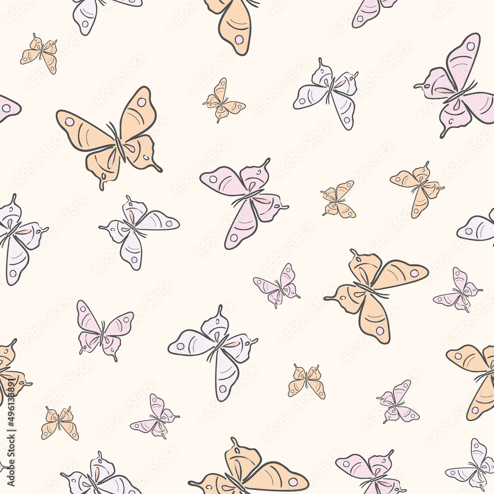 Poster vector butterfly seamless repeat pattern design background.
