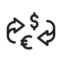 Dollar and euro currency exchange icon in simple style on white background.