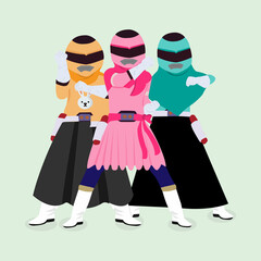 Girls superhero cartoon style with hijab vector illustration