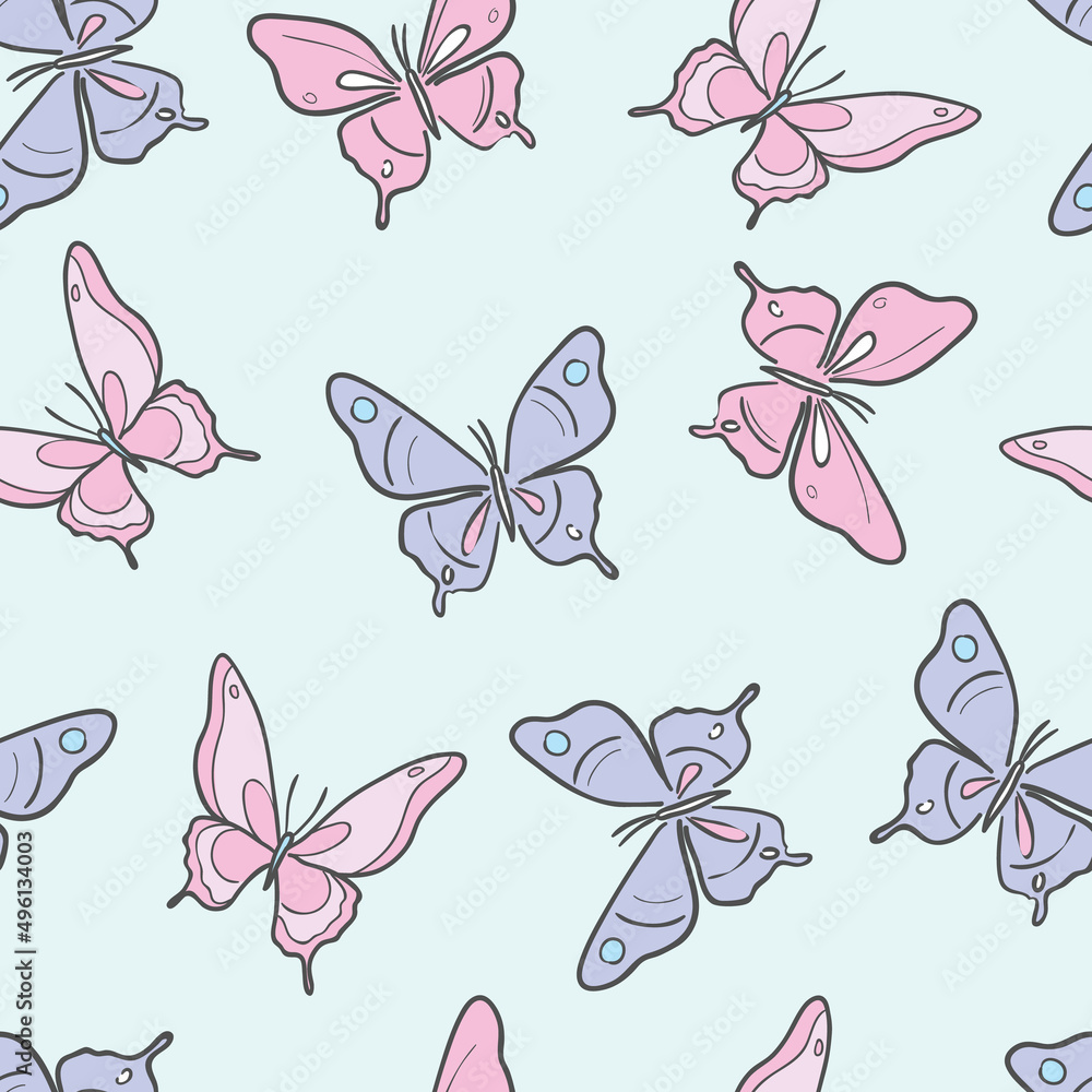 Poster vector butterfly seamless repeat pattern design background.