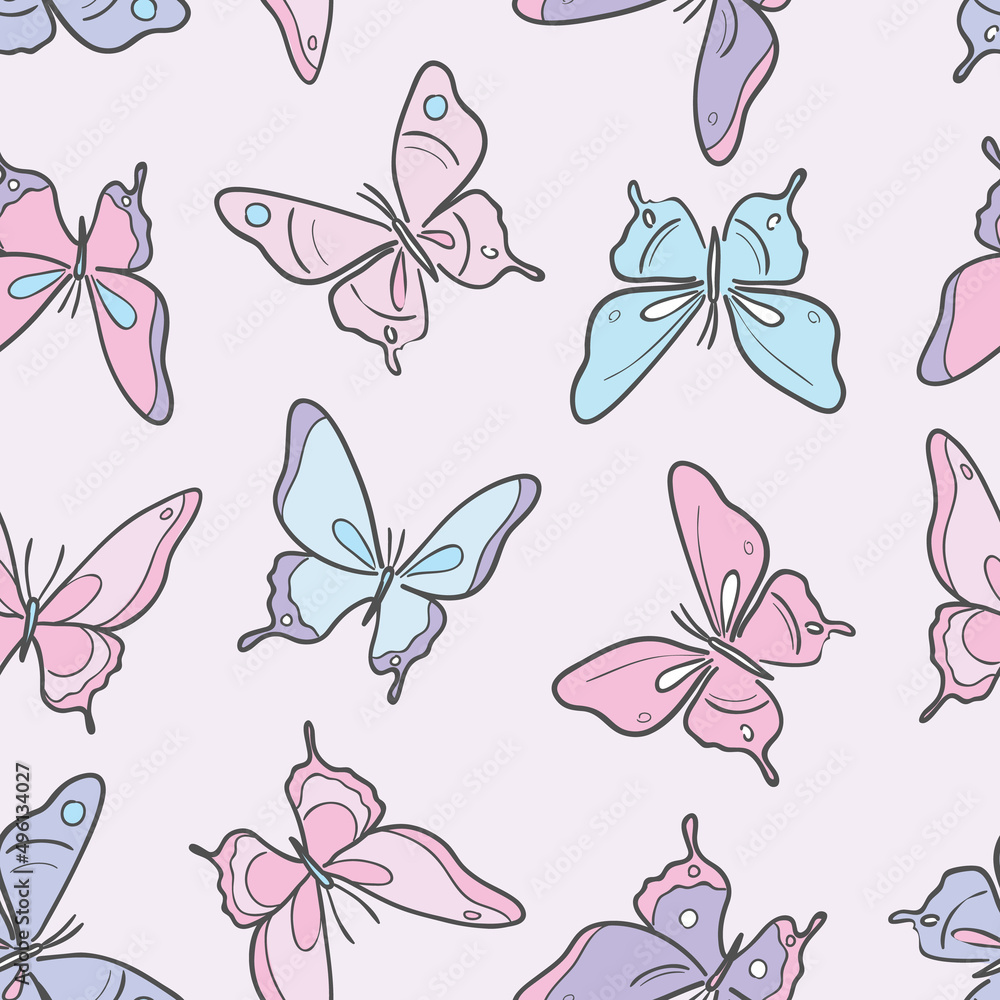 Poster vector butterfly seamless repeat pattern design background.