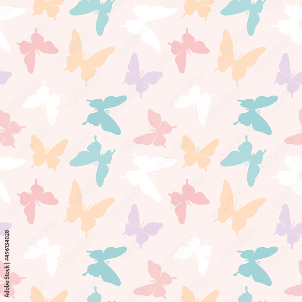 Poster Vector butterfly seamless repeat pattern design background. Vintage butterfly pattern.