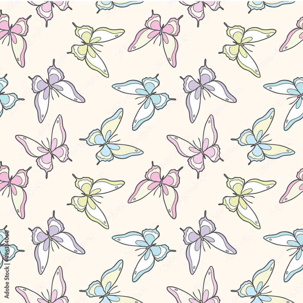 Poster vector butterfly seamless repeat pattern design background.