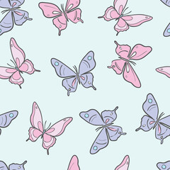 Vector butterfly seamless repeat pattern design background.